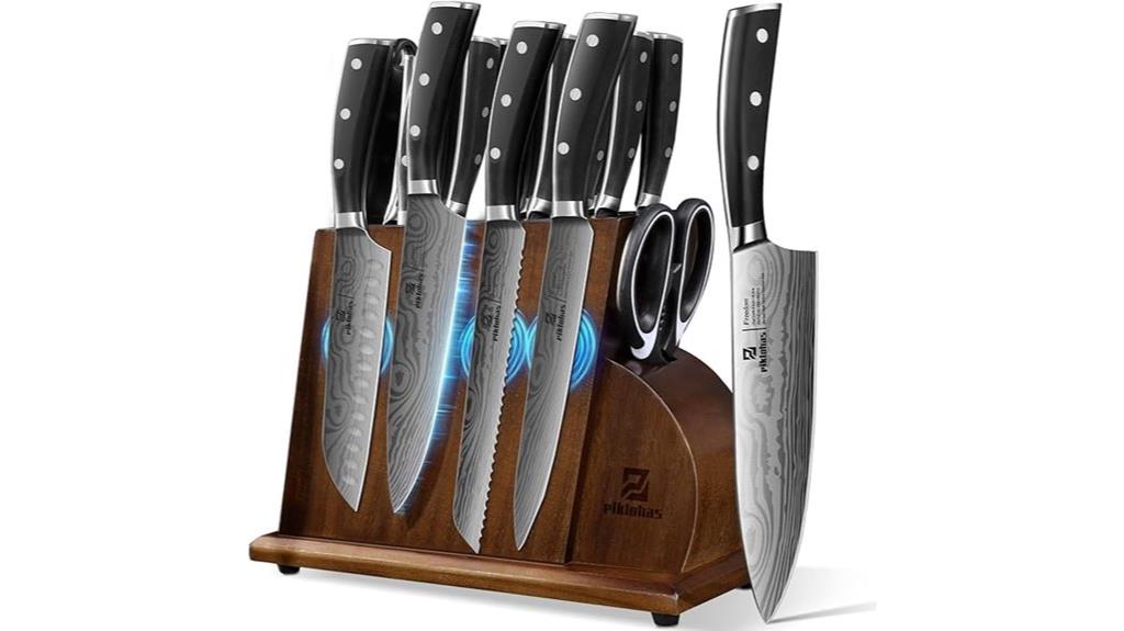 17 piece damascus knife set