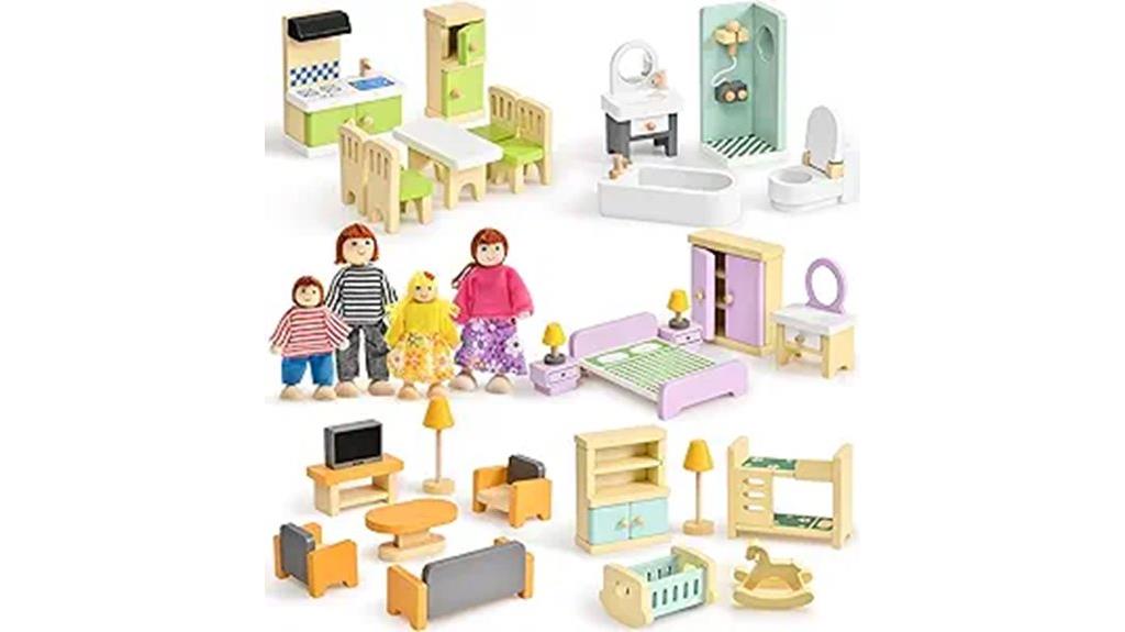 36 piece wooden dollhouse