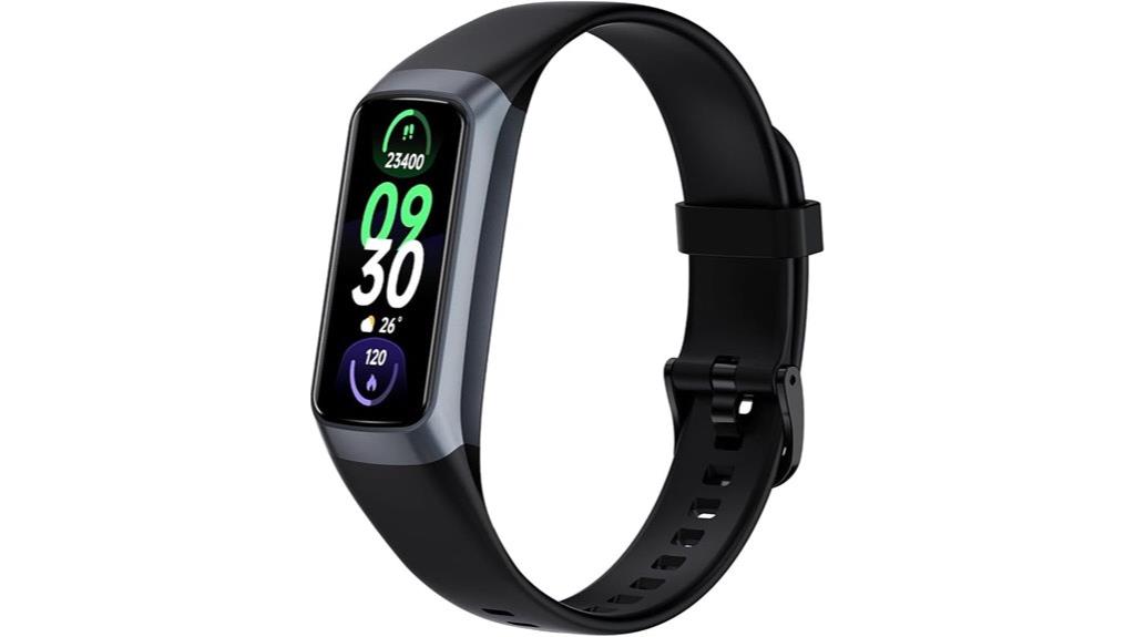 black fitness tracker with heart rate