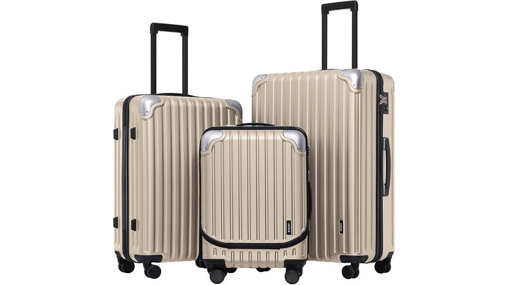 elegant champagne luggage set