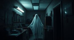 ghostly figure in corridor