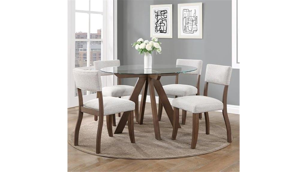 glass top upholstered dining set