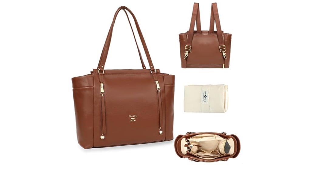 leather diaper bag with accessories