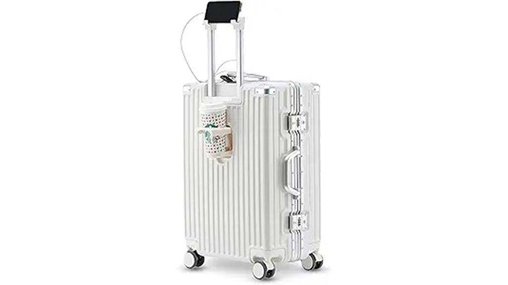 luggage with cup holder