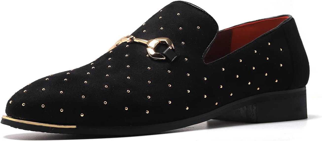 men s suede gold rivet loafers