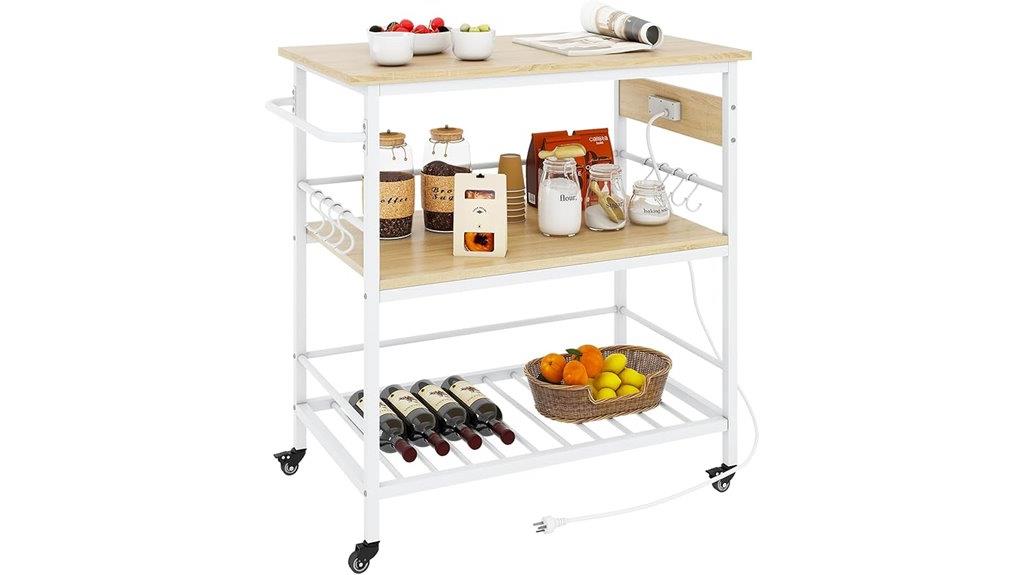 rolling kitchen cart with shelves