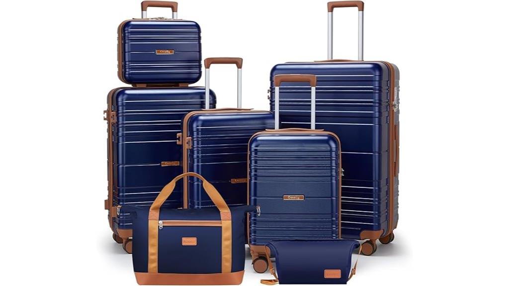 seven piece spinner luggage set