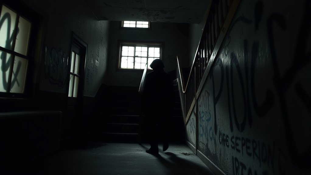 shadow figure at police stairwell