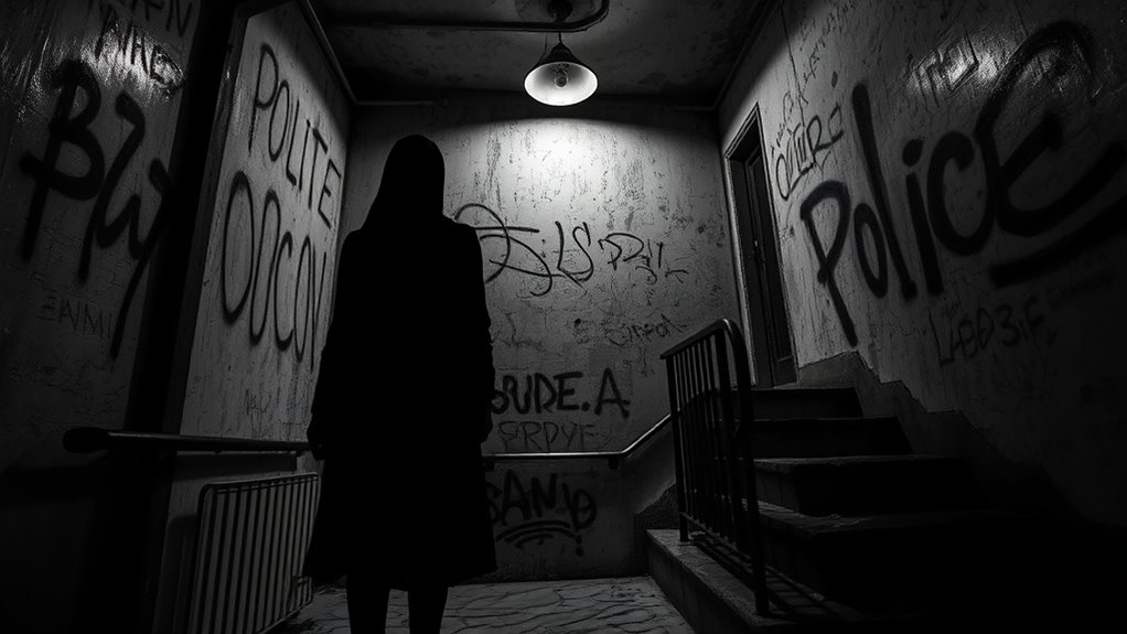 shadow figure by stairs