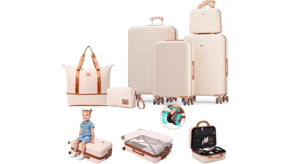 six piece hardshell luggage set
