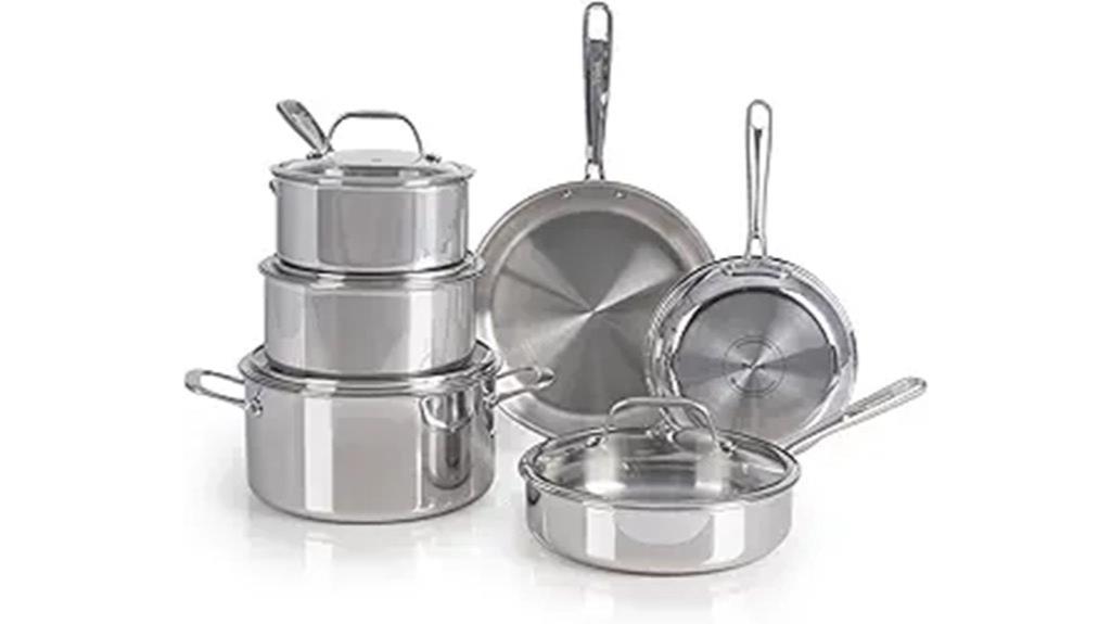 ten piece stainless steel cookware