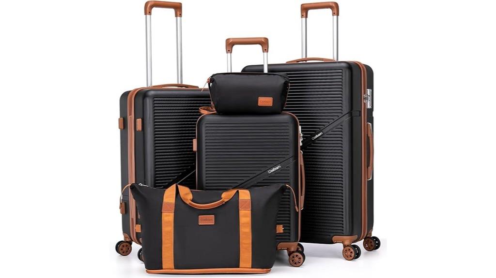 unisex 5 piece luggage set