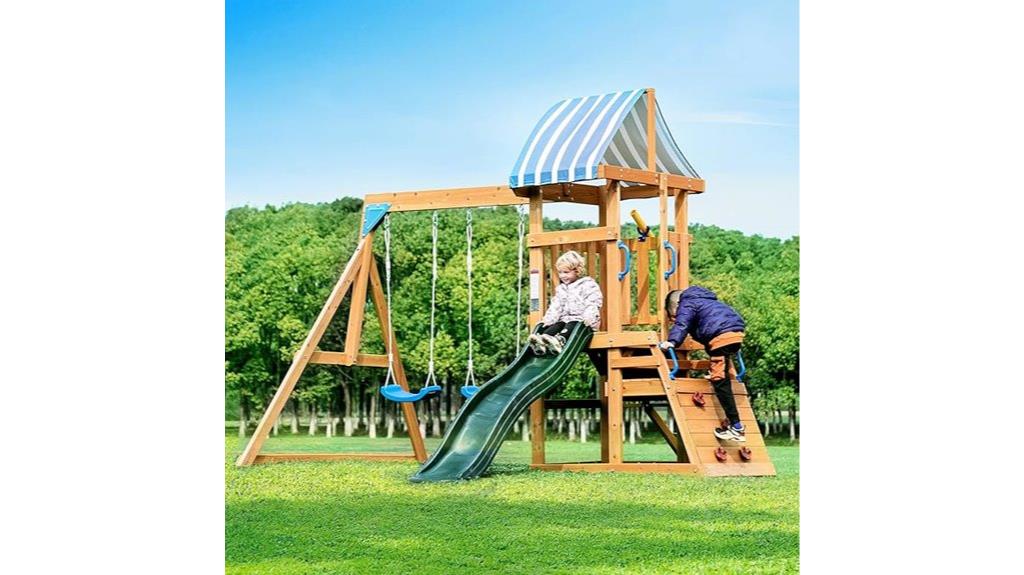 wooden toddler swing set