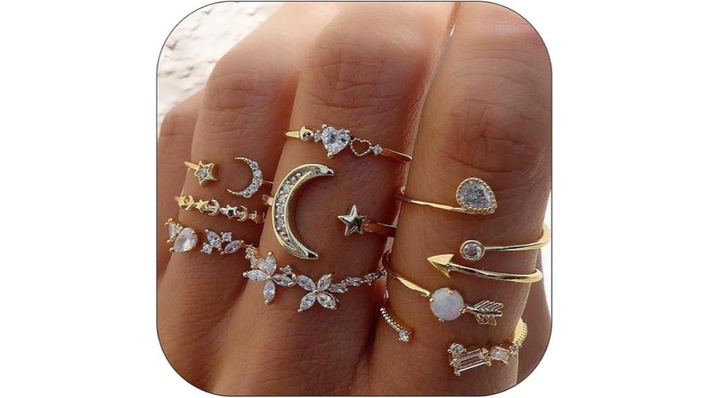 gold stackable rings set