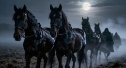 dark mysterious funeral horses