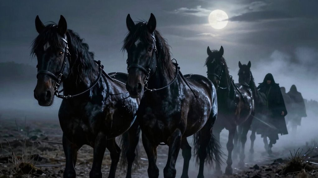 dark mysterious funeral horses