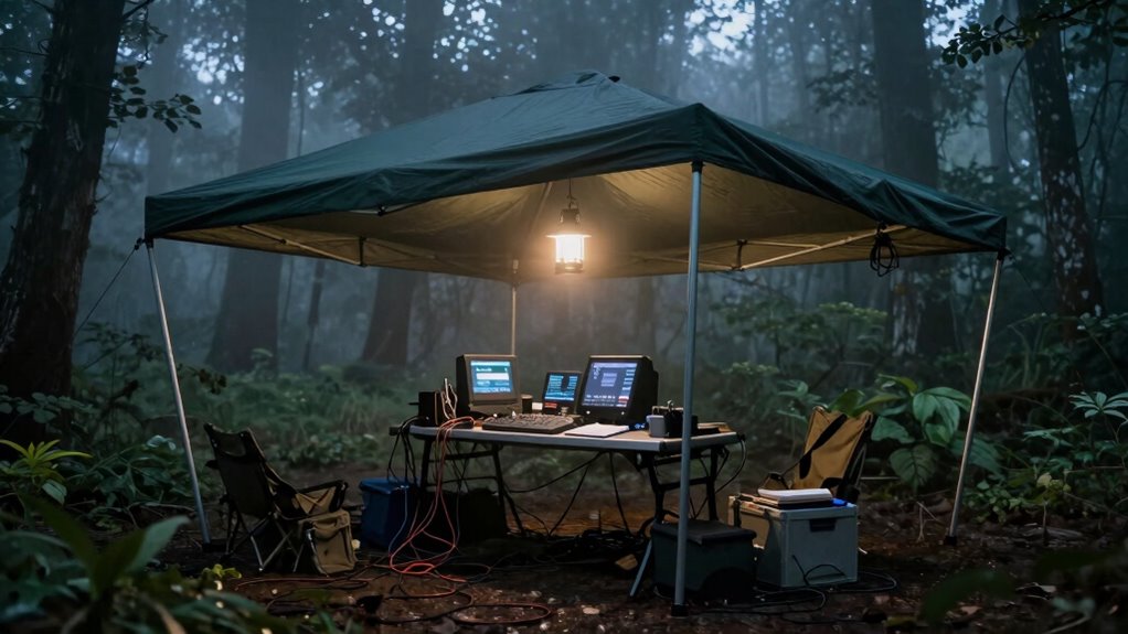 outdoor tent and command setup