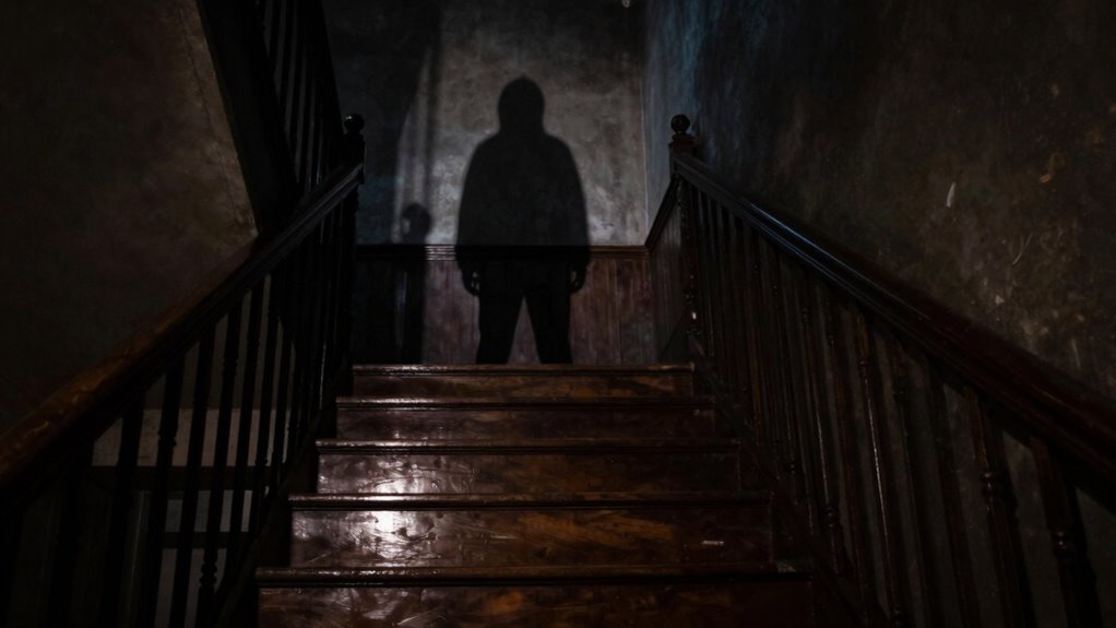 shadow figure by stairs
